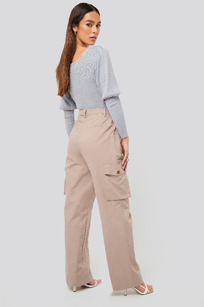 Shop Misslisibell X Na-kd Big Pocket Cargo Pants Beige In Pale Mauve