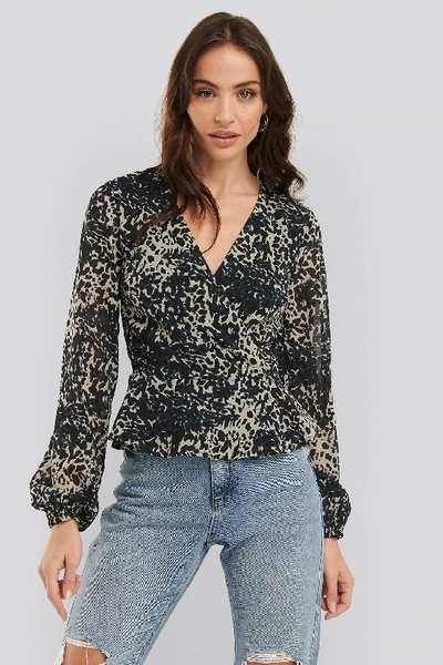 Shop Na-kd Chiffon Overlap Blouse - Multicolor In Leopard