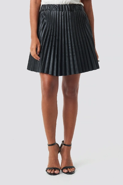 Shop Na-kd Faux Leather Pleated Mini Skirt - Black