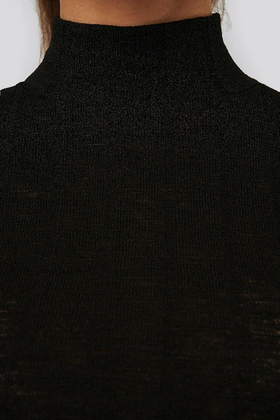 Shop Afj X Na-kd Ribbed Slit Sweater - Black