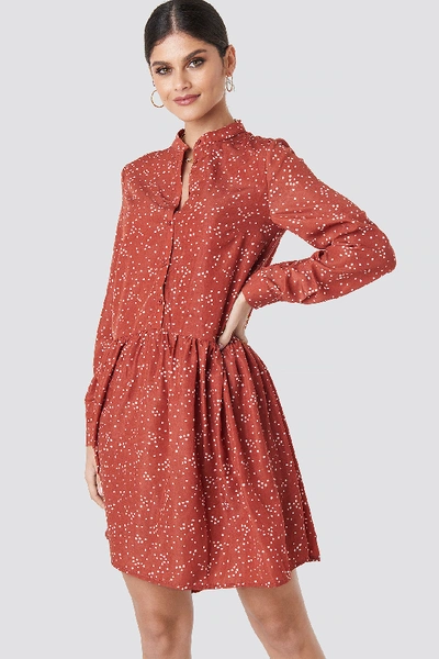 Shop Na-kd Ruffle Hem Dot Dress Red In Rust