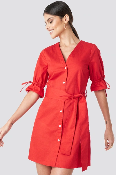 Shop Milena Karl X Na-kd Deep V-neck Mini Dress - Red