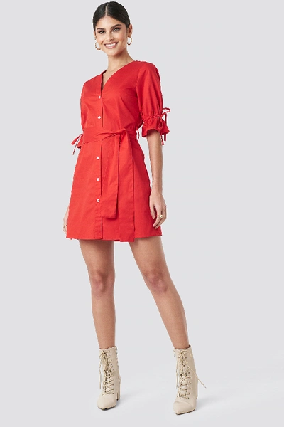 Shop Milena Karl X Na-kd Deep V-neck Mini Dress - Red