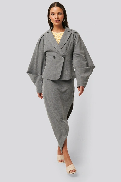 Shop Na-kd Classic Sleeve Detail Blazer - Grey