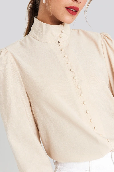 Shop Chloé High Neck Button Blouse - Beige