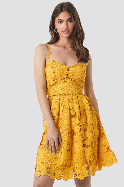 Shop Na-kd Lace Strap Dress Yellow