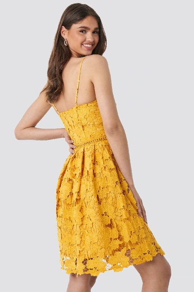 Shop Na-kd Lace Strap Dress Yellow