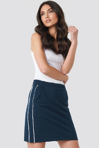 Shop Na-kd Piping Detail Mini Skirt - Blue In Navy/white