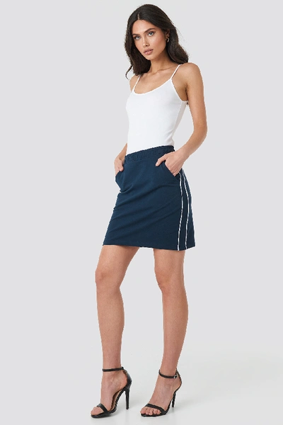 Shop Na-kd Piping Detail Mini Skirt - Blue In Navy/white