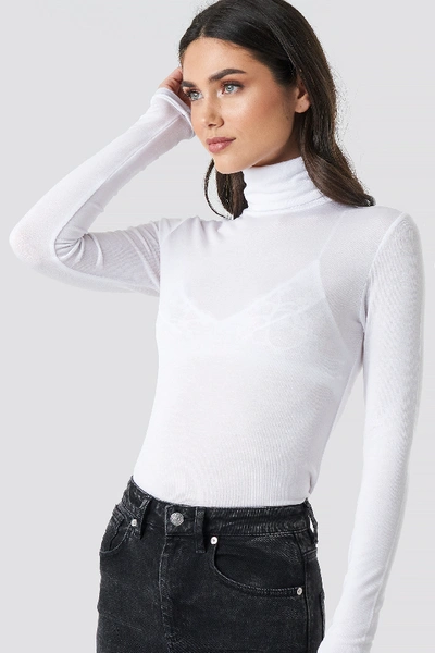Shop Na-kd Polo Neck Long Sleeve Top - White