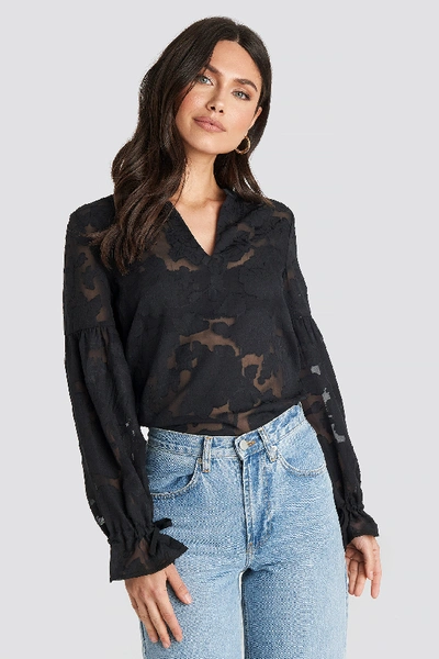 Shop Na-kd Jacquard Flower Applique Blouse - Black