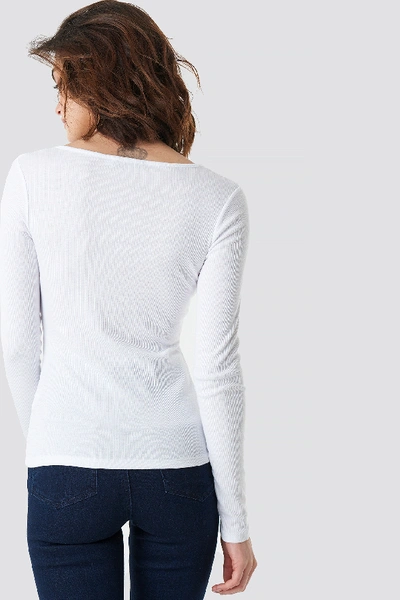 Shop Na-kd Long Sleeve Zipped Top In White