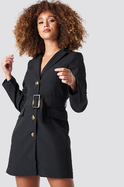 Shop Na-kd Wide Belted Blazer Dress - Black