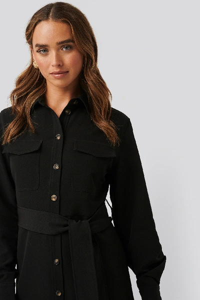 Shop Na-kd Classic Belted Long Shirt Dress - Black