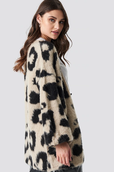 Na-kd Leo Knitted Oversized Brushed Cardigan - Multicolor In Leopard |  ModeSens