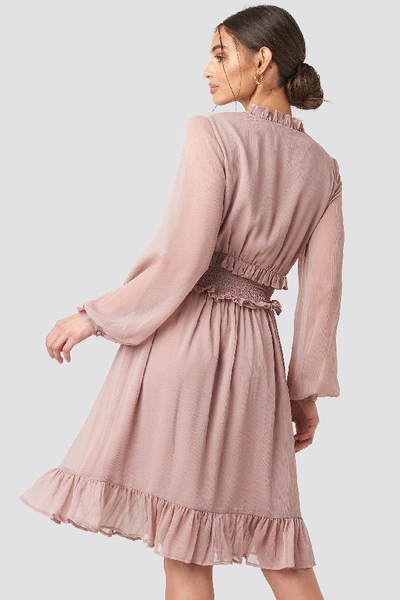 Shop Na-kd Ruffle Details Flowy Mini Dress - Pink In Powder Pink