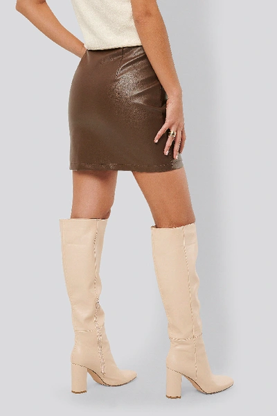 Shop Misslisibell X Na-kd Waist Detail Pu Skirt - Brown In Cocoa