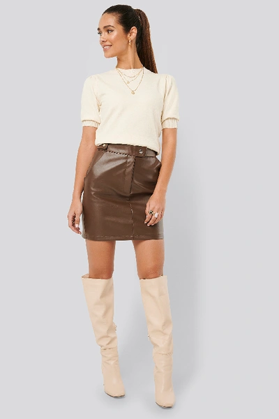 Shop Misslisibell X Na-kd Waist Detail Pu Skirt - Brown In Cocoa