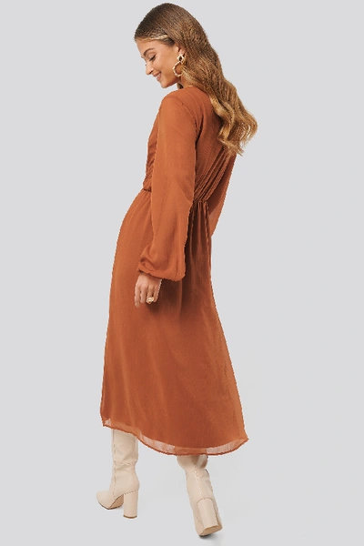 Shop Anna Skura X Na-kd Chiffon Button Detail Dress - Orange In Bronze