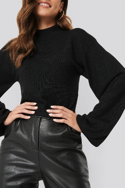 Shop Ivana Santacruz X Na-kd Balloon Sleeve Cropped Sweater - Black