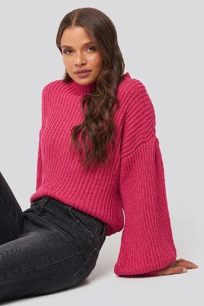 Shop Na-kd Balloon Sleeve Knitted Sweater Test - Pink