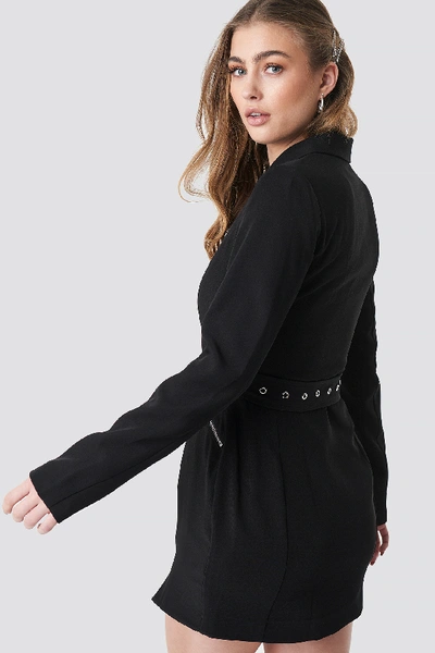 Shop Donnaromina X Na-kd Belted Zip Detail Blazer Dress Black