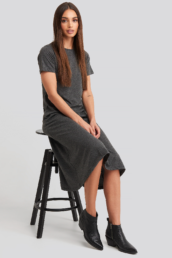 grey knit midi dress