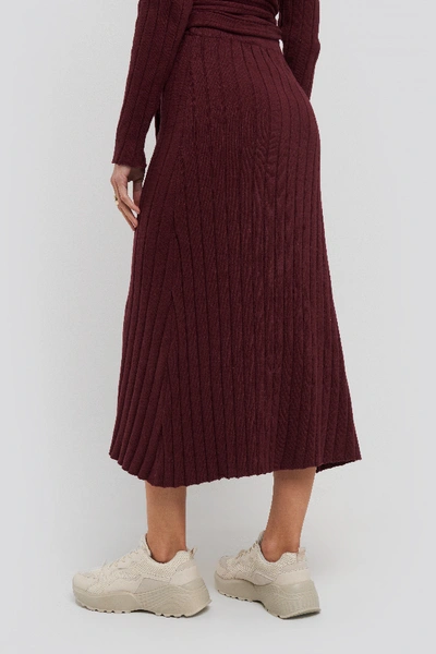 Shop Na-kd Recycled Ribbed Knit Midi Skirt - Red In Burgundy