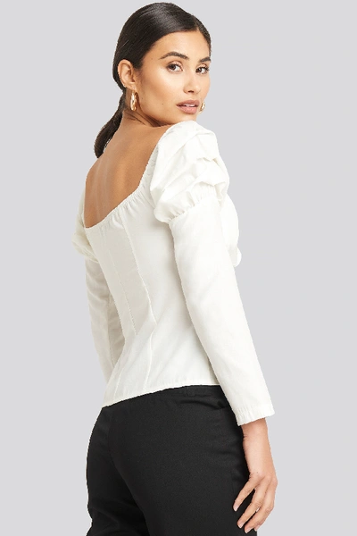 Shop Afj X Na-kd Ruffle Cup Blouse - White In Ivory