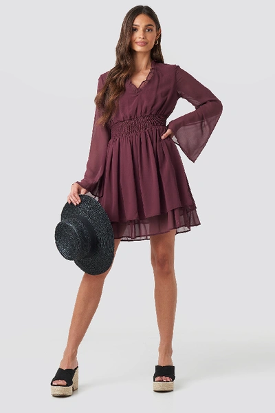 Shop Na-kd Shirred Waist Detail Dress - Purple In Burgundy