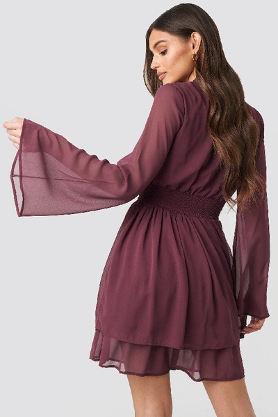 Shop Na-kd Shirred Waist Detail Dress - Purple In Burgundy