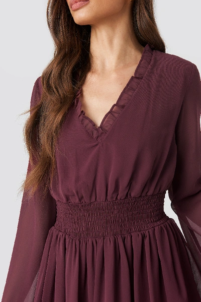 Shop Na-kd Shirred Waist Detail Dress - Purple In Burgundy