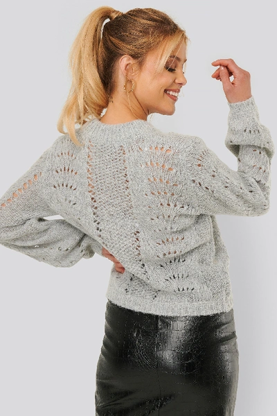 Shop Na-kd Pattern Knitted Round Neck Sweater - Grey
