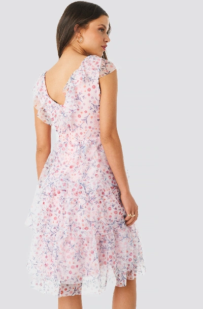 Shop Na-kd Ruffle Floral Midi Dress - Pink In Floral Print