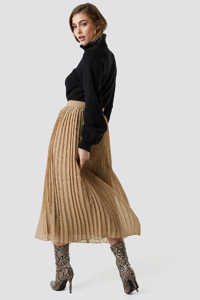 Shop Na-kd Pleated Skirt Beige In Dark Sand