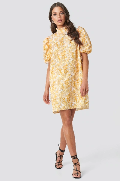 Emilie Briting X Na-kd Puff Sleeve Mini Dress - Yellow In Yellow Paisley |  ModeSens