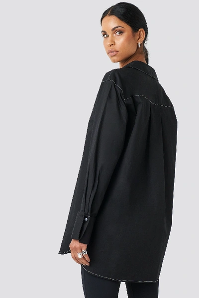 Shop Anna Nooshin X Na-kd Oversized Long Contrast Shirt - Black