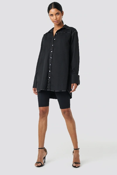 Shop Anna Nooshin X Na-kd Oversized Long Contrast Shirt - Black