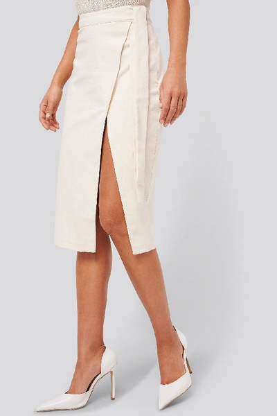 Shop Tina Maria X Na-kd Overlapped Tied Waist Skirt - White In Off White