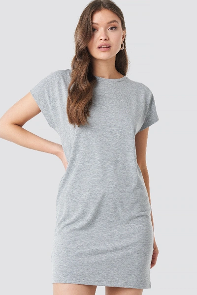 Shop Na-kd Cap Sleeve Viscose Dress - Grey In Grey Melange