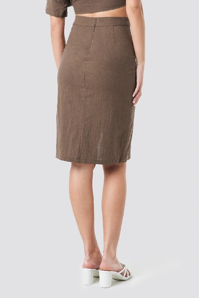 Shop Na-kd Overlap Linen Look Skirt - Brown