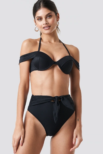 Shop Trendyol Sleeve Detailed Bikini Top Black