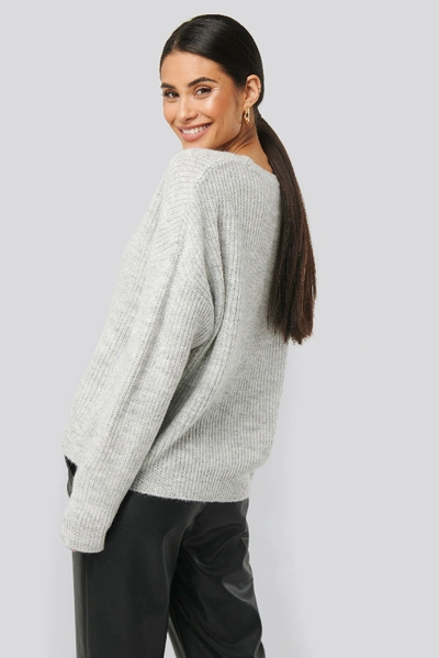 Shop Na-kd Basic Round Neck Knitted Sweater - Grey In Grey Melange