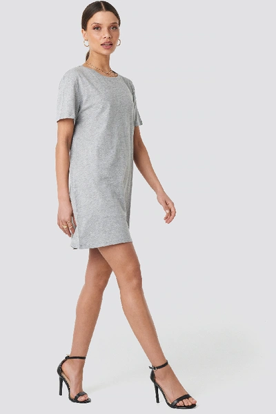 Shop Na-kd T-shirt Dress Grey In Grey Melange
