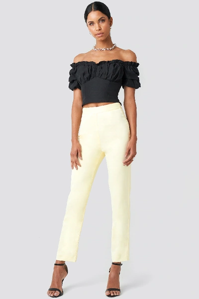 Shop Anna Nooshin X Na-kd Tailored Ankle Suiting Pants - Yellow In Light Yellow