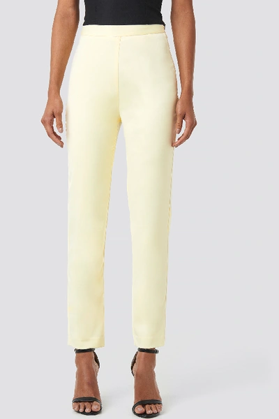 Shop Anna Nooshin X Na-kd Tailored Ankle Suiting Pants - Yellow In Light Yellow