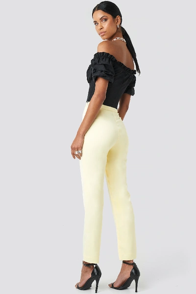 Shop Anna Nooshin X Na-kd Tailored Ankle Suiting Pants - Yellow In Light Yellow