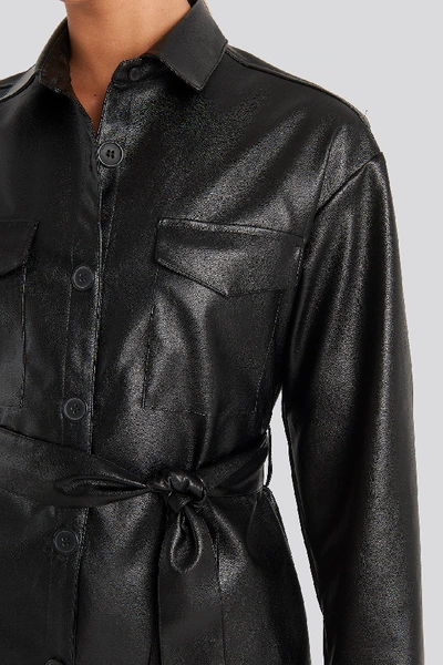 Shop Chloé Pu Belted Jacket In Black