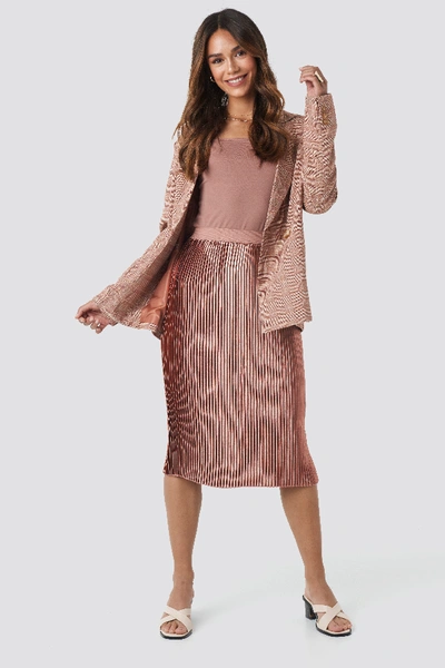 Shop Na-kd Shiny Pleated Skirt Pink In Dusty Dark Pink