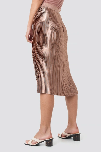 Shop Na-kd Shiny Pleated Skirt Pink In Dusty Dark Pink